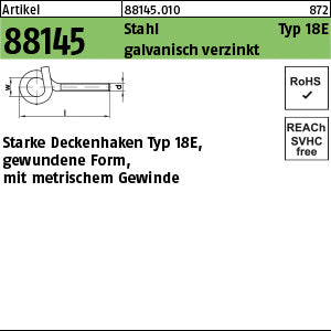 Starke Deckenhaken Typ 18E Stahl galvanisch verzinkt - Starke Deckenhaken