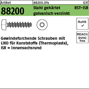 RST mit Linsenkopf & Torx Stahl gehärtet, galvanisch verzinkt - Schrauben für Kunststoff