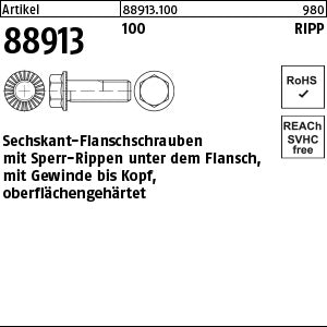 Sechskantschrauben Klasse 100 mit Sperr-Ripp, - Sechskant.-Flanschschrauben