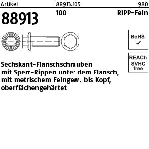 Sechskantschrauben Klasse 100 mit Sperr-Ripp, x 35 - Sechskant.-Flanschschrauben