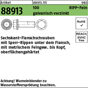 Sechskantschrauben Klasse 100 galvanisch verzinkt get., mit Sperr-Ripp, x30 - Sechskant.-Flanschschrauben