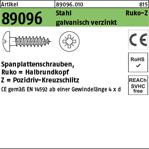 Spanplattenschrauben Hako Stahl Pozidriv/Kreuzschlitz galvanisch verzinkt (Rundkopf) - Spanplattenschrauben