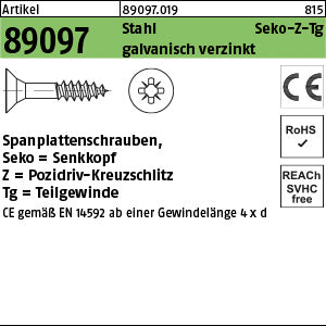 Spanplattenschrauben Senkkopf CE Stahl Pozidriv/Kreuzschlitz galvanisch verzinkt (Senkkopf-Pozidriv) - Spanplattenschrauben