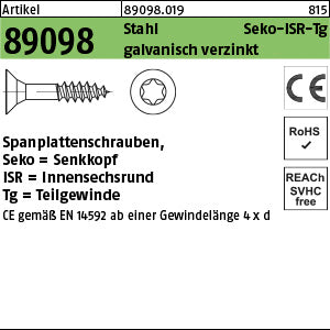 Spanplattenschrauben Senkkopf CE Stahl Torx galvanisch verzinkt (Senkkopf-ISR) - Spanplattenschrauben