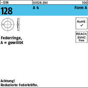 DIN 128 A4 A 2, 2 A - Federringe