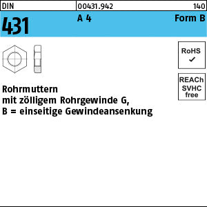 DIN 431 A4 B G 1/8 SW 19 A - Rohrmuttern