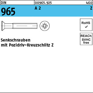 DIN 965 A2 Pozidriv/Kreuzschlitz - Senkschrauben