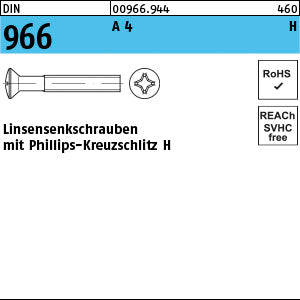 DIN 966 A4 Phillips/Kreuzschlitz - Linsensenkschrauben
