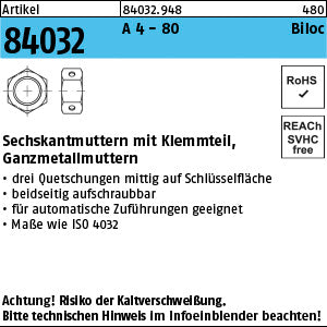 Biloc-Muttern A4-80 - Biloc-Muttern