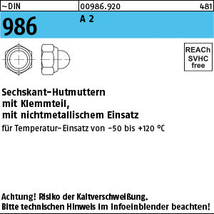 DIN 986 A2 rostfrei - Hutmuttern