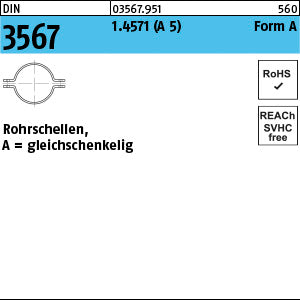 DIN 3567 1.4571 A 34 NW 25 Rohrschellenhälften A - Rohrschellen