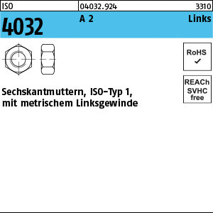ISO 4032 A2 -LH - Sechskantmuttern