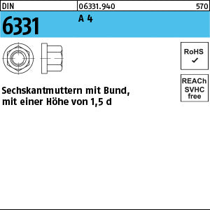 DIN 6331 A4 SW 13 - Sechskantmuttern mit Bund