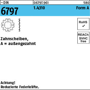 DIN 6797 1.4310 A 3, 2 rostfrei - Zahnscheiben