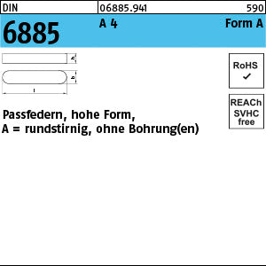 DIN 6885 A4 A x 10 - Passfedern