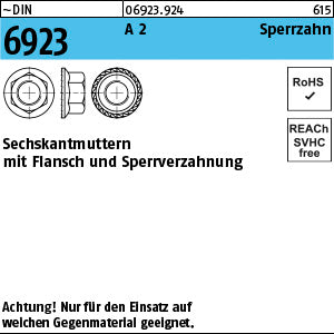 DIN 6923 A2 mit Sperrverzahnung - Sechskantmuttern