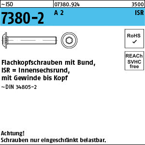 ISO 7380 -2 A2 Torx Vollgewinde - Flachkopfschrauben mit Bund