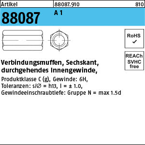 Verbindungsmuffe, Sechskant. A 1 / A2 SW 10 A 1/A2 - Sechskant.-Verbindungsmuffen