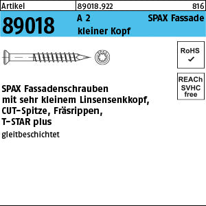 SPAX-S A2 -T sehr kleiner Linsenkopf, mit Fräsrippen u.