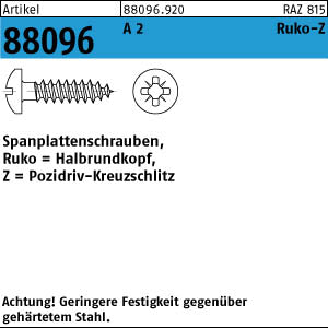 Spanplattenschrauben A2 Pozidriv/Kreuzschlitz Halbrundkopf - Spanplattenschrauben