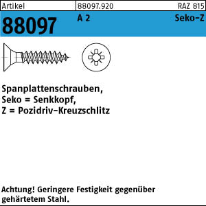 Spanplattenschrauben A2 Pozidriv/Kreuzschlitz Senkkopf (Senkkopf-Pozidriv) - Spanplattenschrauben