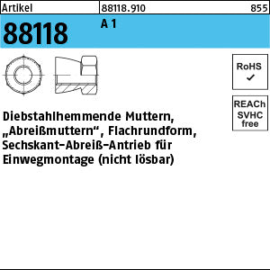 Diebstahlhemmende Mutter. A1 / A2 - Diebstahlhem.Mutternen