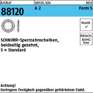 SCHNORR - Scheiben 1.4301 S 2 A - SCHNORR-Sperrzahnsch.