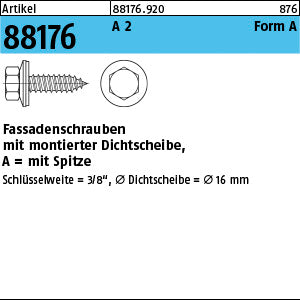 Fassadenschrauben A2 A Neoprenscheibe 16 - Fassadenschrauben