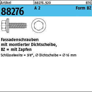 Fassadenschrauben A2 BZ Neoprenscheibe 16 - Fassadenschrauben