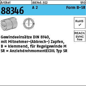 AMECOIL Gewindeeinsätze Typ SR BM A2 selbsts. A2