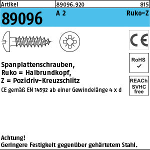 Spanplattenschrauben Hako CE A2 Pozidriv/Kreuzschlitz (Rundkopf) - Spanplattenschrauben