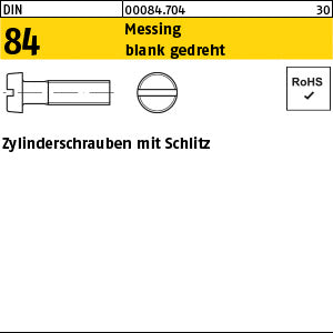 DIN 84 Messing blank gedreht Messing gedr - Zylinderschrauben mit Schlitz