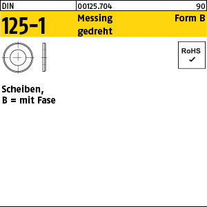 DIN 125 Messing B 1, 1 blank gedreht Messing gedr - Scheiben
