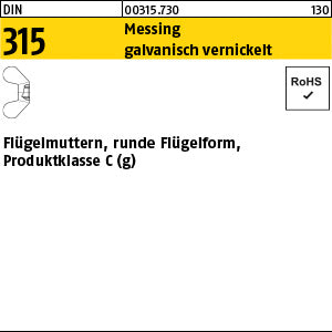 DIN 315 Messing vernickelt - Flügelmuttern