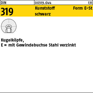 DIN 319 Kunststoff E 20 schwarz mit Stahl Gewindebu. - Kugelknöpfe