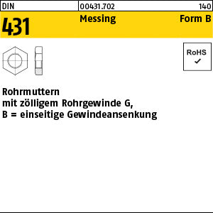 DIN 431 Messing B G 1/4 SW 22 Messing - Rohrmuttern