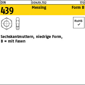 DIN 439 Messing BM 2 Messing - Sechskantmuttern