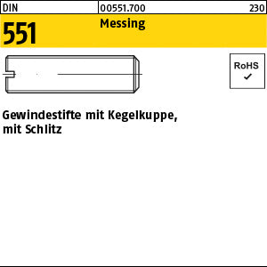 DIN 551 Messing - Gewindestifte