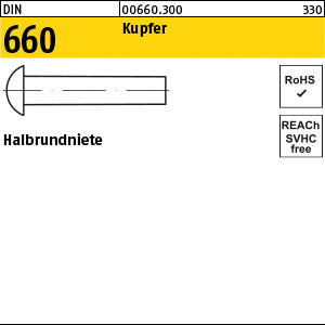 DIN 660 Kupfer Cu - Halbrundniete