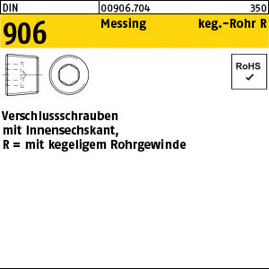 DIN 906 Messing R 1/8 Messing - Verschlußschrauben