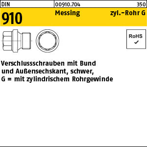 DIN 910 Messing G 1/8 A Messing - Verschlussschrauben