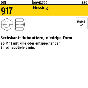 DIN 917 Messing - Sechskant-Hutmuttern