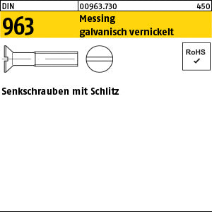 DIN 963 Messing galvanisch vernickelt - Senkschrauben
