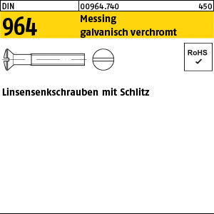 DIN 964 Messing galvanisch verchromt Messing Cr - Linsen-Senkschrauben