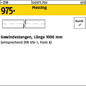 DIN 975 Messing - Gewindestangen - Länge 1,00 m