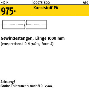 DIN 975 Kunststoff Polyamid - Gewindestangen - Länge 1,00 m