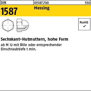 DIN 1587 Messing - Sechskant-Hutmuttern