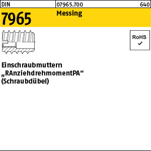 DIN 7965 Messing Außendurchmesser 6 mm - Einschraubmuttern