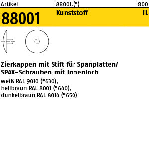 Kappen mit Innenl. hell braun, für SPAX - Zierkappen mit Stift