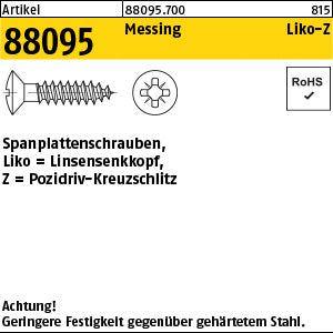 Spanplattenschrauben Pozidriv/Kreuzschlitz Messing, Linsensenkkopf (Senkkopf-Pozidriv) - Spanplattenschrauben